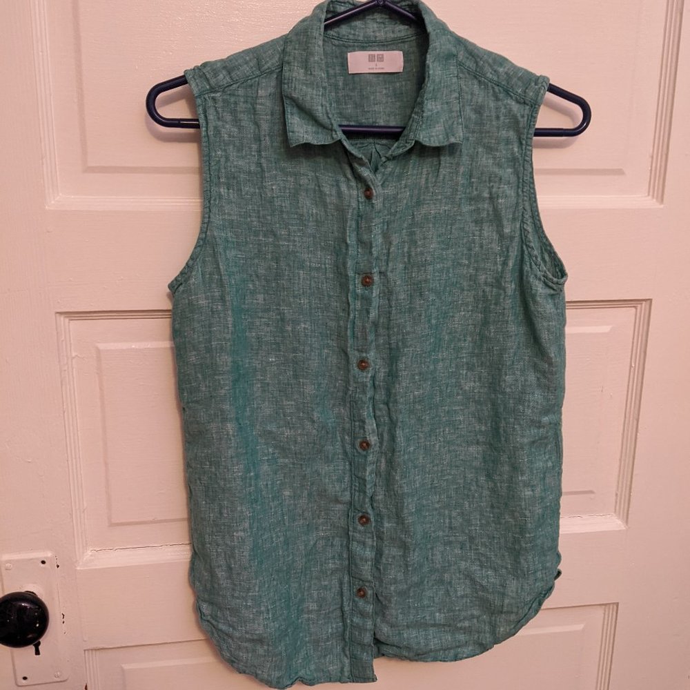 100% linen Seafoam Green Blouse